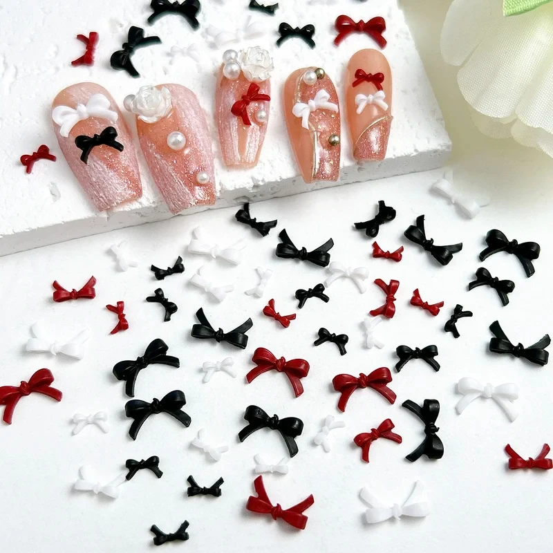3D-Harz-Nagelkunst-Charms, 50 Stück Gemischte Farben Niedliche Linien-Stil Schleifen-Dekorationen, für DIY Nagel- und Ohrring-Bastelbedarf