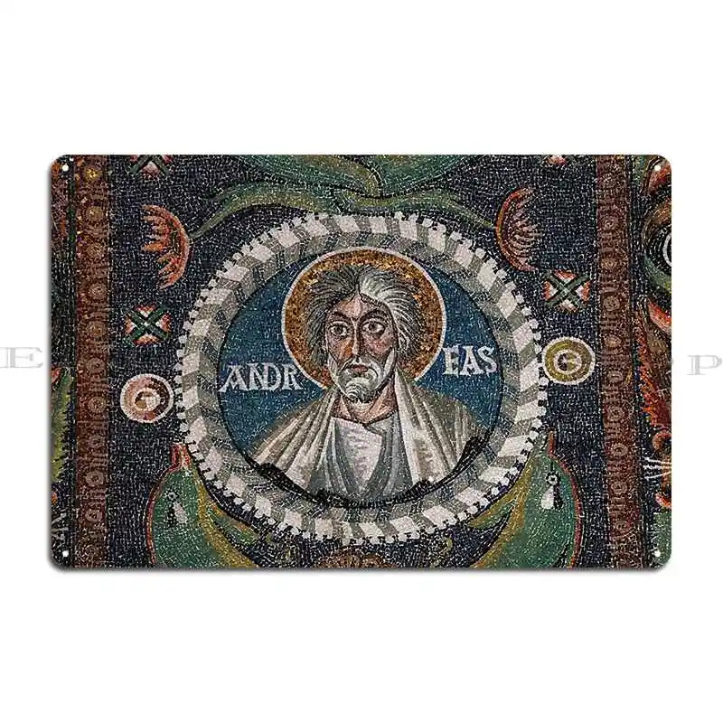 Andrew Patron Saint Of Scotland In Byzantine Mosaic Metal Signs Wall Cave Mural Living Room Iron Club Tin Sign Poster