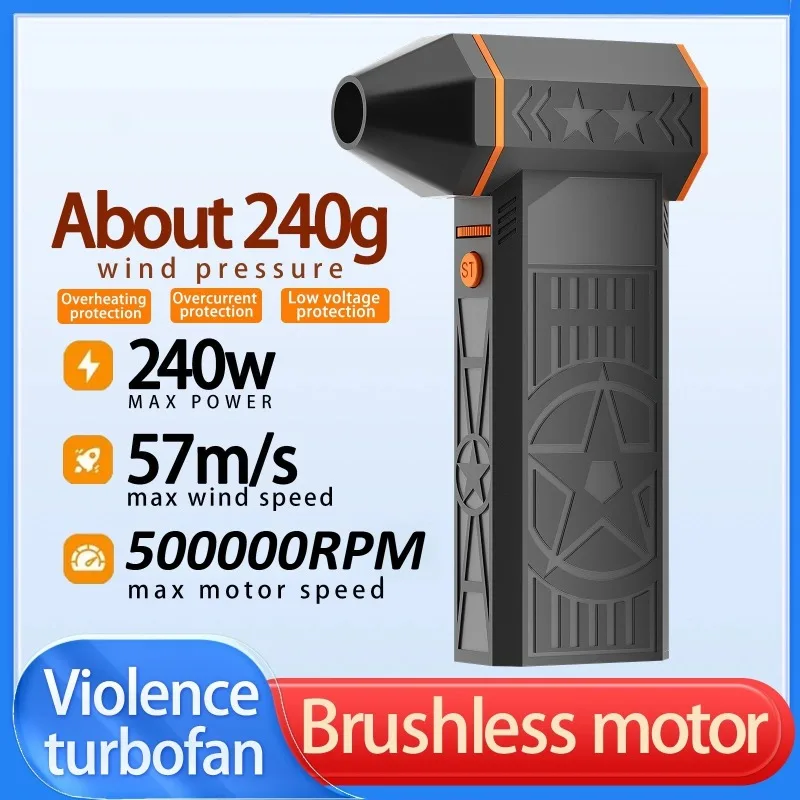 

500000RPM X50 Brushless Turbo Fan 240W High-Speed Portable 8000mAh Rechargeable 57m/s Typhoon Wind Type-C Charging Camping Fan