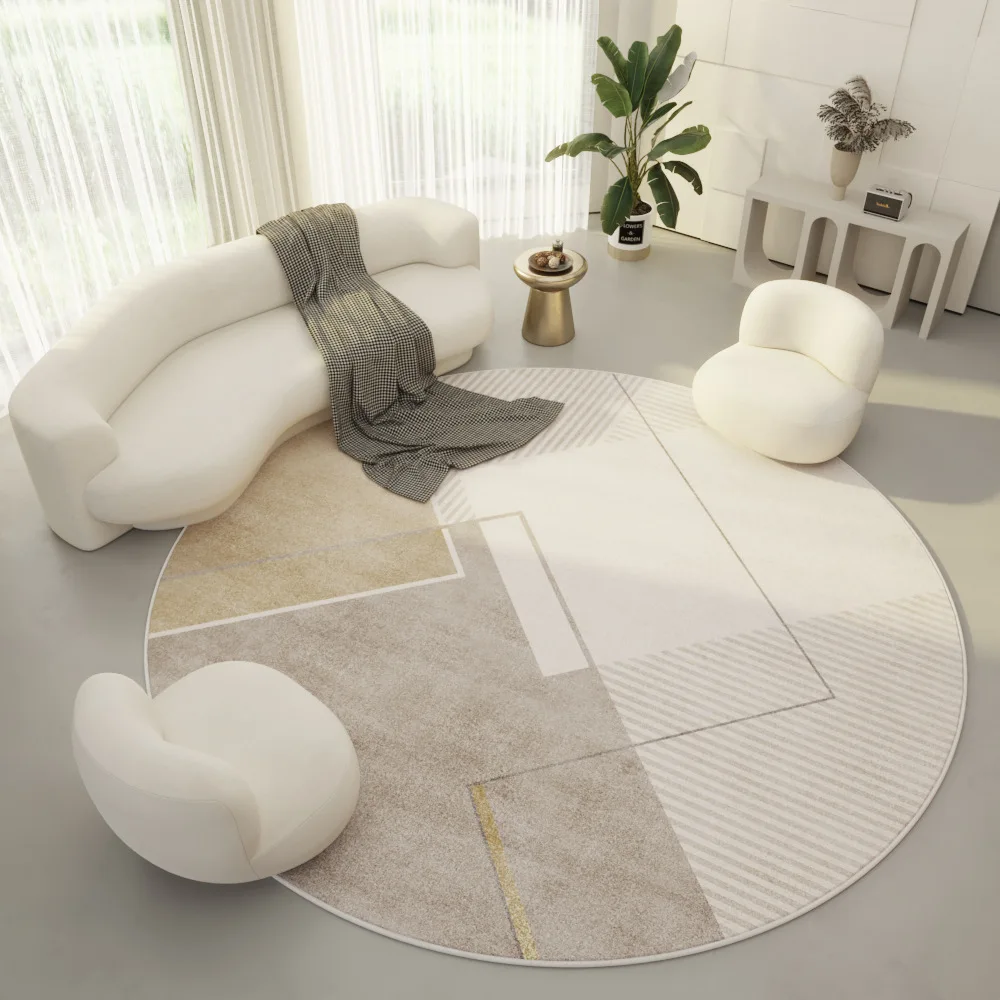 Wabi-sabi Round Carpet Living Room Sofa Large Area Full Floor Mat Bedroom Dirt Soft Non-slip Carpet Home Crystal Velvet Carpet