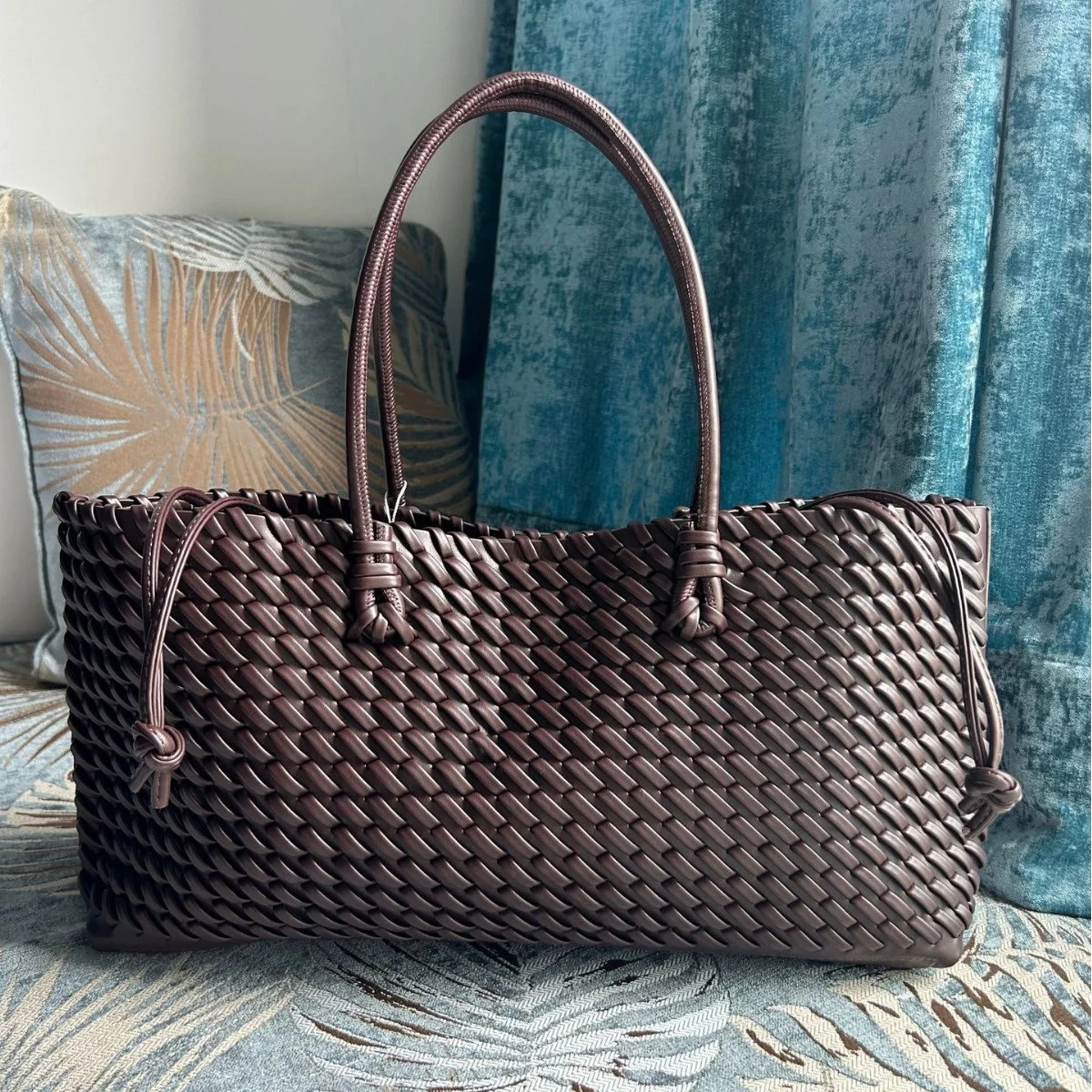 Fashion Design Woven Shopper Bag Top Handle Tote Bag Solid Color Women's Handbags Daily Shoulder Bags Commuter Clutch Purse Sac