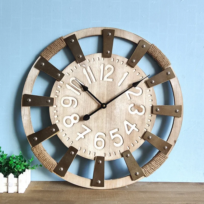 

Industrial Rope Wall Clock, Handmade Distressed Round Clock, Rustic Rope Design, Unique Accent Nautical-Industrial Decor