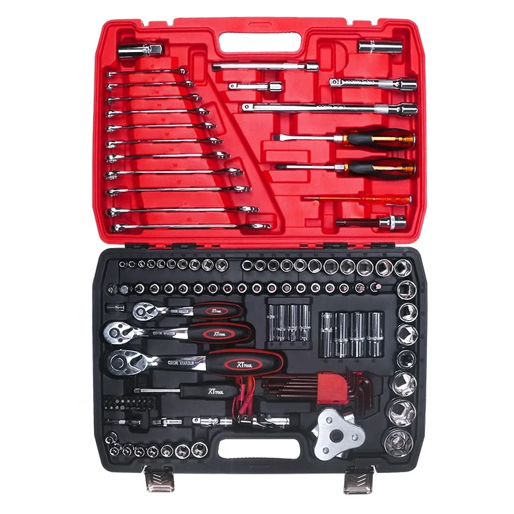 Socket Wrench Set com Plastic Toolbox, Reparação Automóvel, Hand Tool Sets, Kit de Combinação, 121Pcs