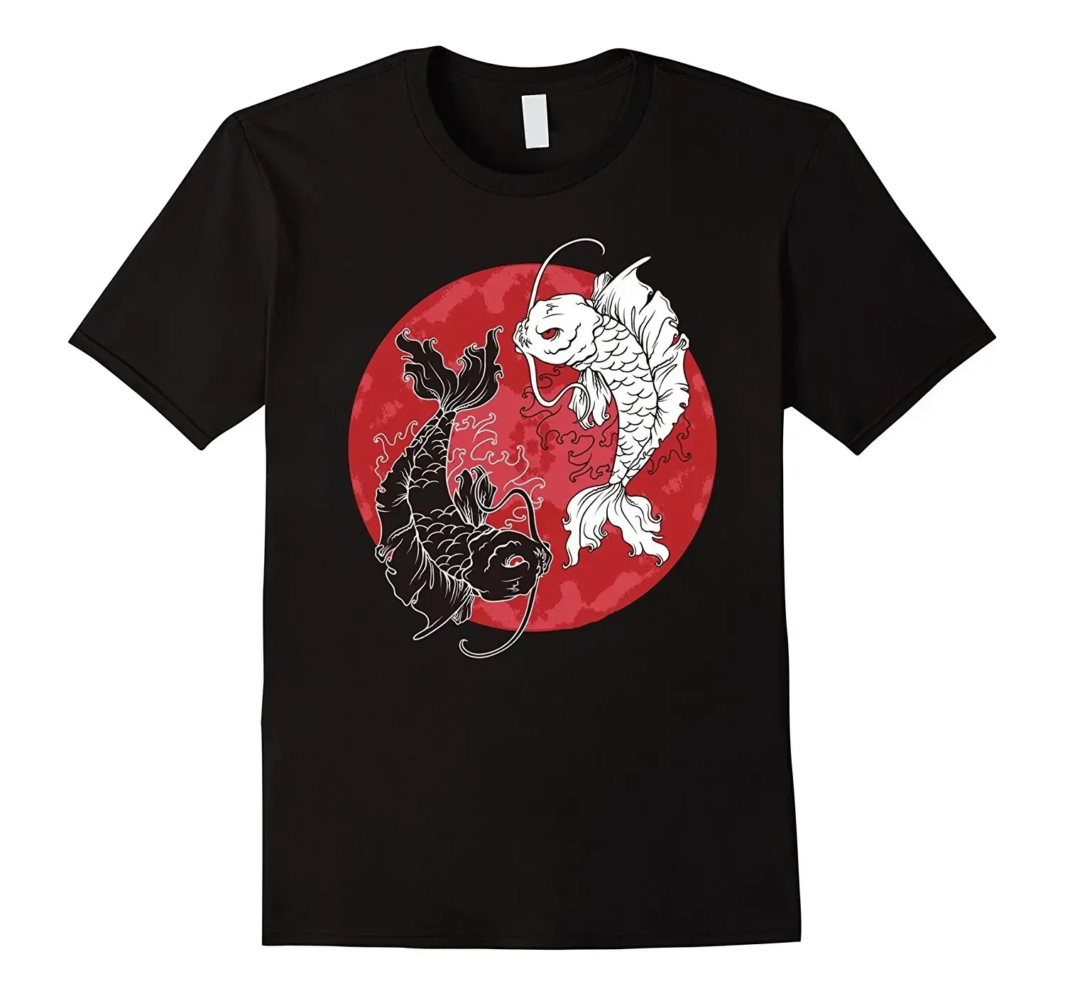 Camiseta Yin Yang 100% Algodón en Oferta, Camiseta Japonesa con Símbolo de Carpa Koi y Tai Chi, Estilo Verano