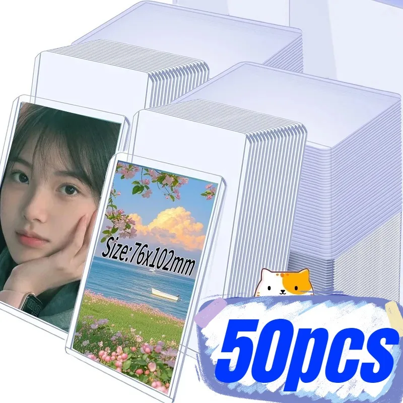 5/50pcs Clear White/Blue Light Kpop Idol Photocard Sleeve Anti-scratch PVC DIY Gaming Trading Card HD Plastic Collect Holder