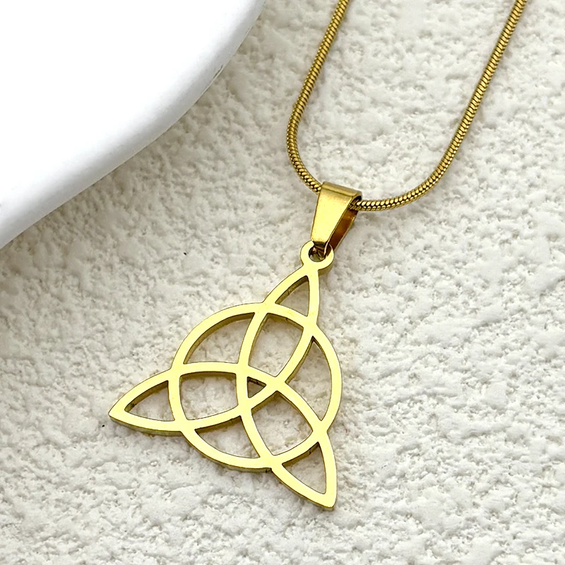 Celtic Sisters Knot Love Chain For Women Men Stainless Steel Gold Color Friendship Triangle Spiral Necklaces Jewelry Gifts - Image 2