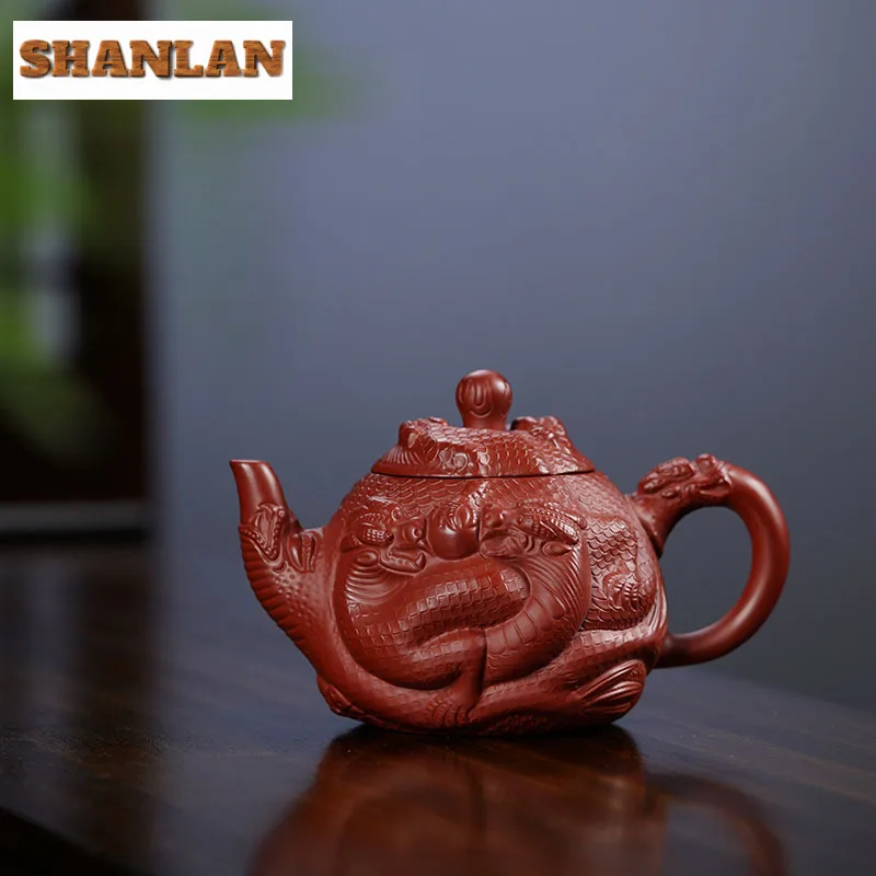 

420ml Aesthetic Yixing Purple Clay Teapots Handmade Dragon Pot Raw Ore Dahongpao Mud Kettle With Strainer Zisha Teaset Drinkware