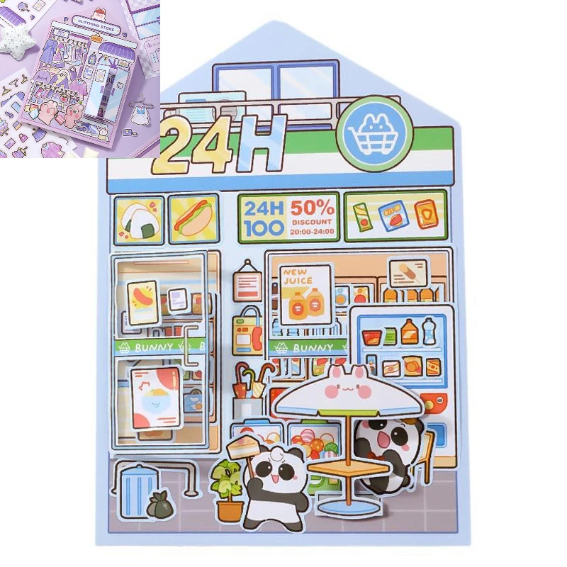 

1 комплект, креативные наклейки для декора «сделай сам», наклейки для сцены, серия «Сладкие мультяшные животные», наклейки для карманной кабины, наклейки для сцены, наклейки