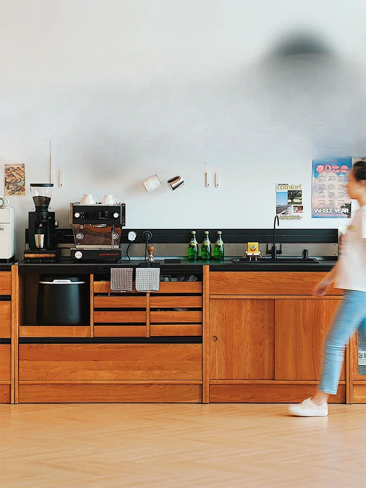 

Side Cabinet Slate Bar Counter Solid Wood Coffee Cabinet Snack Cabinet
