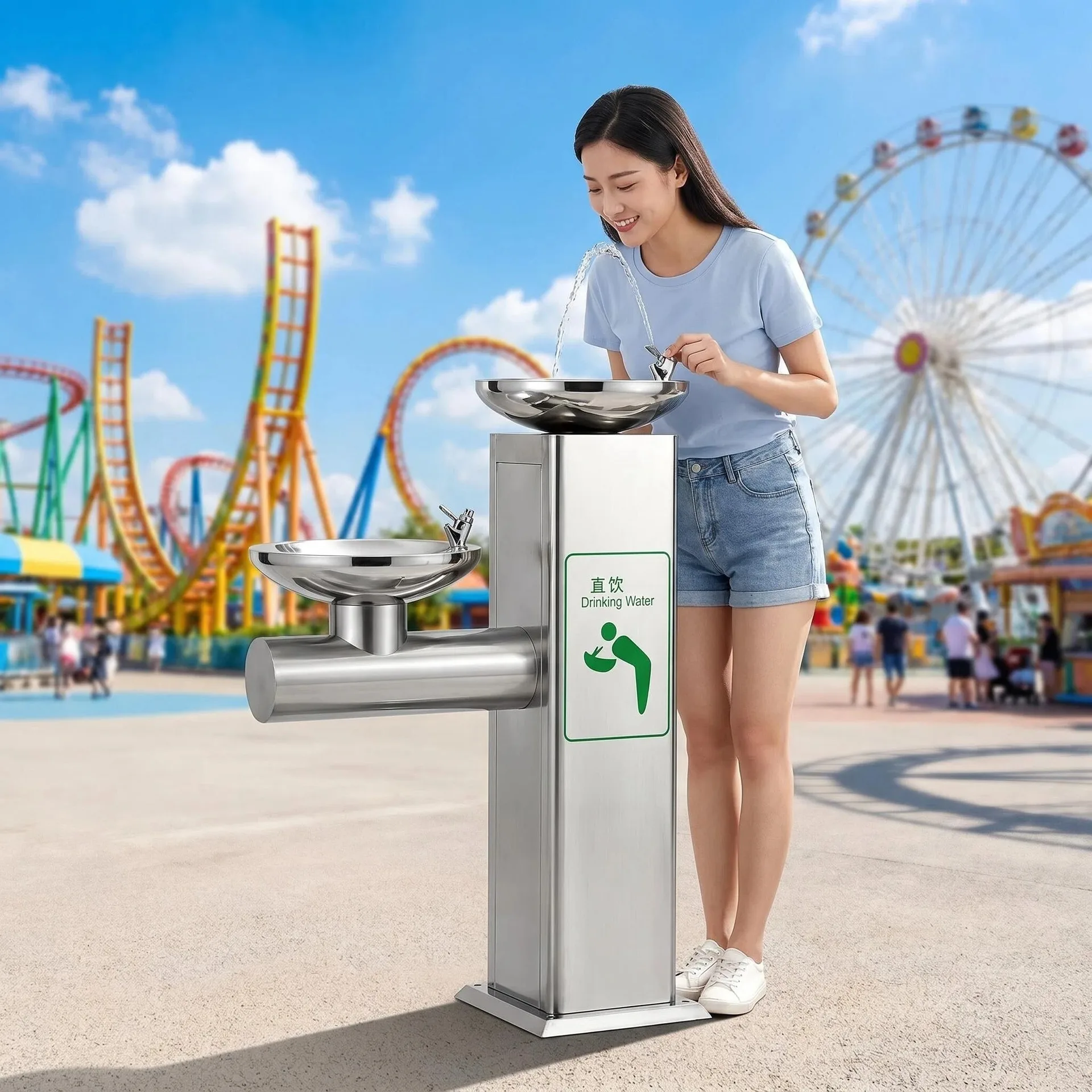 Outdoor water dispenser Press nozzle Direct drinking machine Stainless steel water dispenser Park square Wash pool