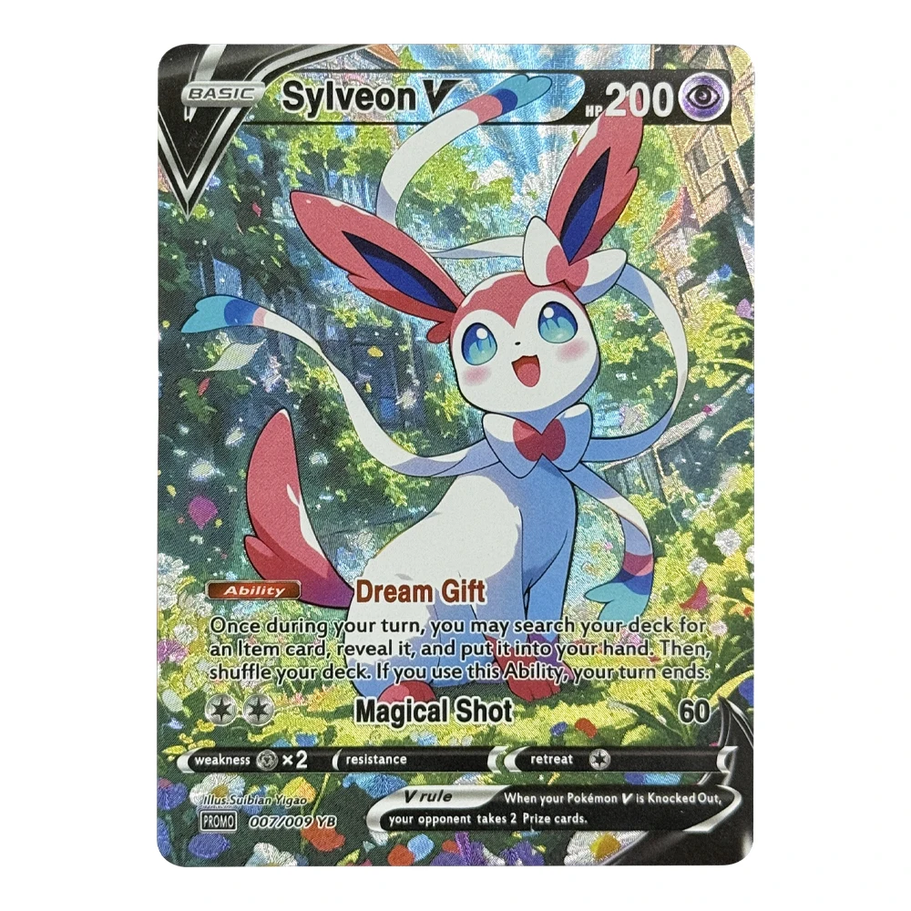 9 ชิ้น/เซ็ต DIY กระเป๋า Eevee V คอลเลกชันการ์ด Self made Umbreon Sylveon Vaporeon V Rapid PTCG อะนิเมะคอลเลกชันเกมการ์ดของขวัญ