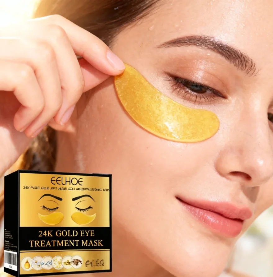 

EELHOE 24K Gold Eye Mask, Hydrating Collagen Gel Patches, Gentle Moisturizing Lifting Pads for Under-Eye Skin, Daily Skincare