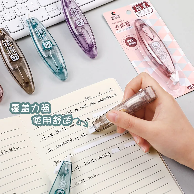 4Pcs Mixed Smoky Color Correction Tape 6M Large Capacity Transparent Student Writing Correction Tape School Office Stationery