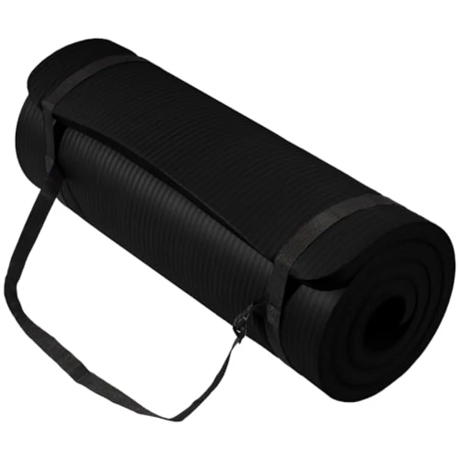 

71x24 Inch Extra Thick Yoga Mat 1-Inch High-Density Foam Roll-Up Exercise Pad with Double-Sided Non-Slip Surface and Carrying S