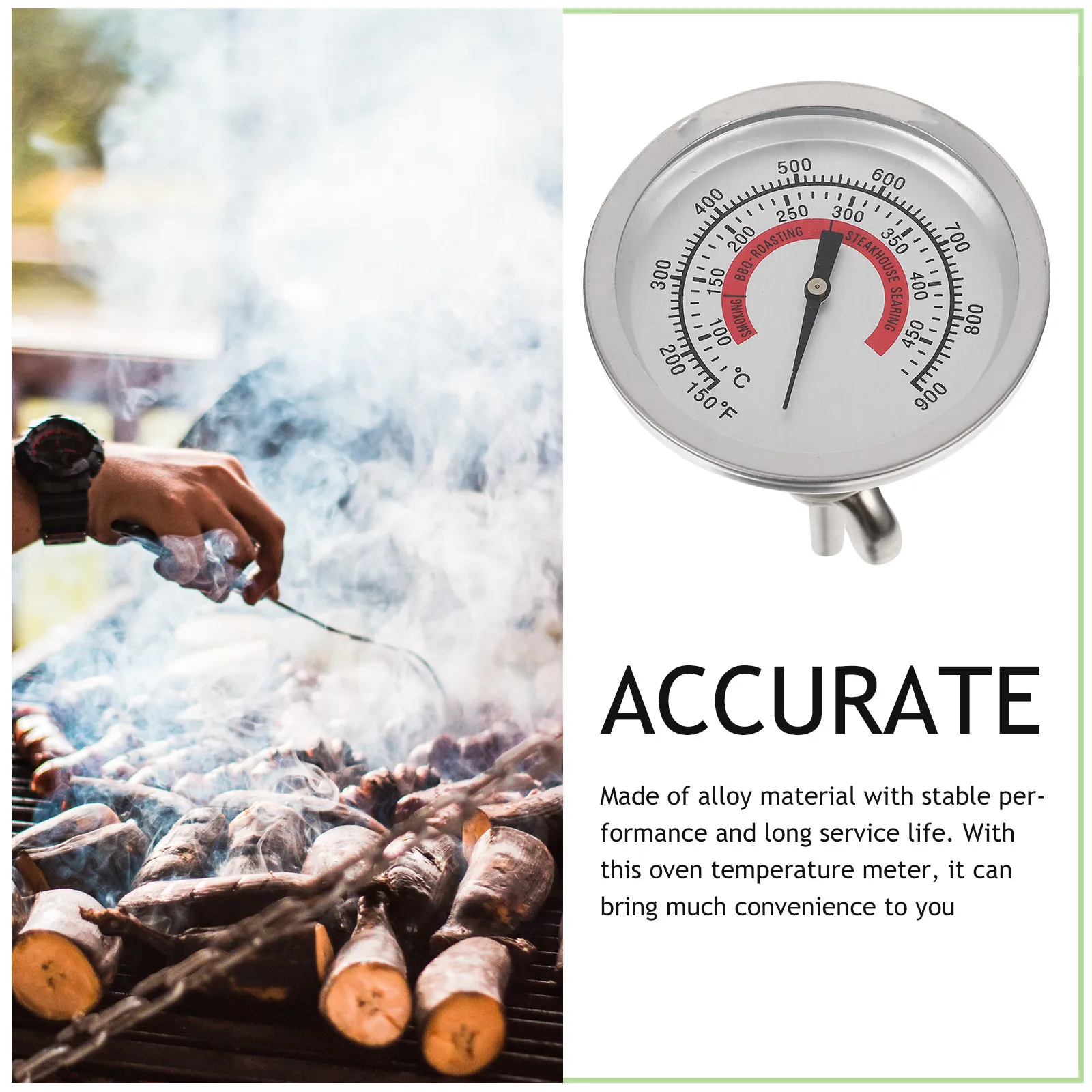 High Accuracy Metal Oven Temperature Gauge with Large Easy-Read Dial, Water Resistant & Anti-Fog BBQ Thermometer