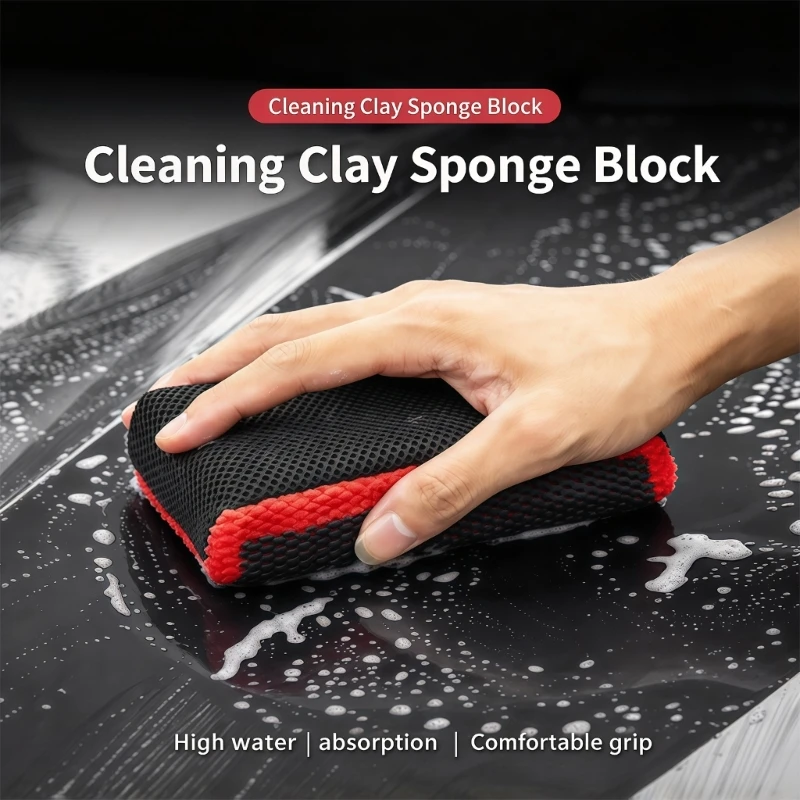 Mesh Car Wash Sponge Double Sided Flexible Block with Absorbent for Wet Wiping Car Paint and Motorcycle Exterior Surfaces