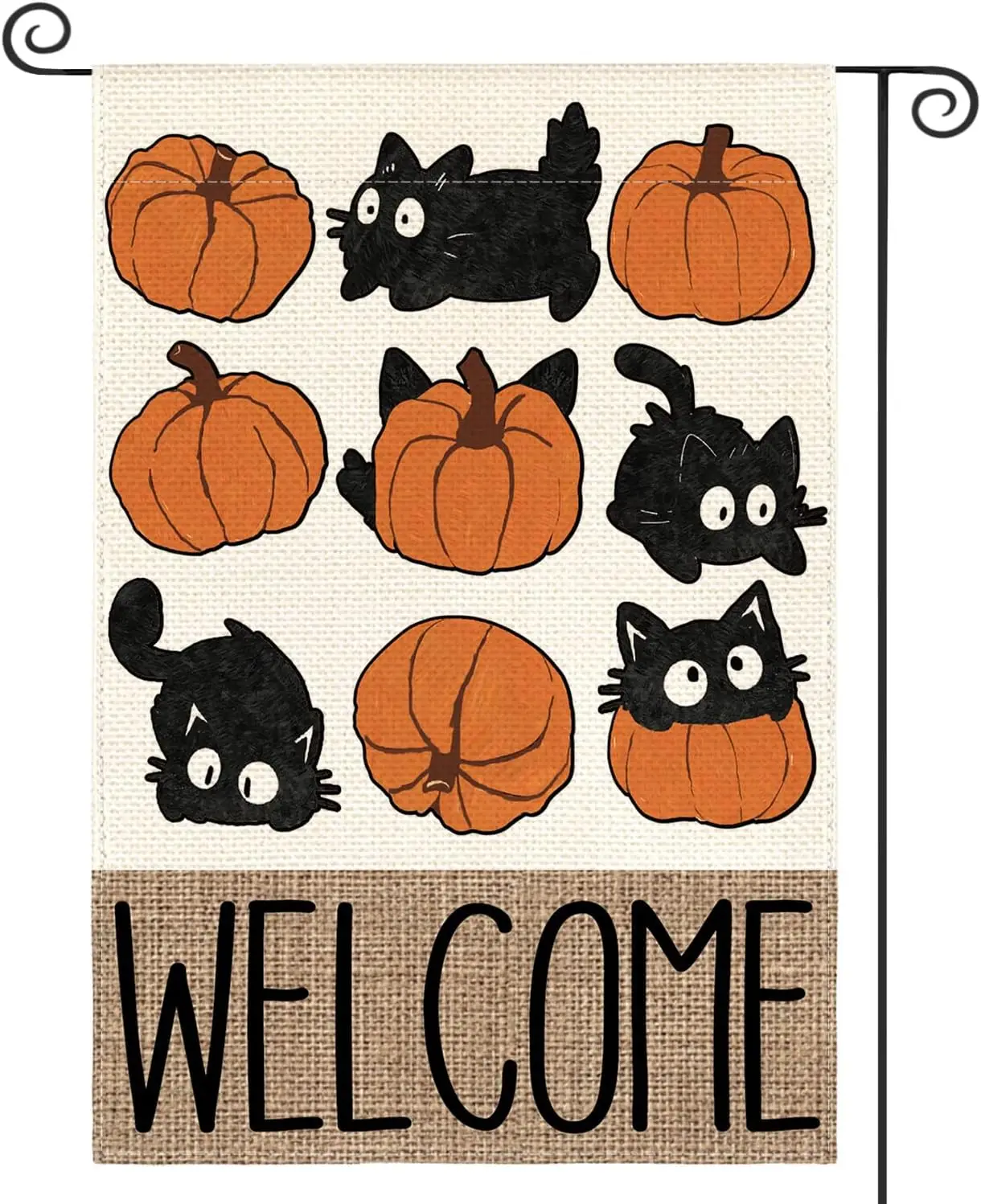 AVOIN colorlife Fall Garden Flag 12x18 Inch Double Sided Outside, Black Cat Pumpkins Welcome Autumn Seasonal Yard Outdoor Fl UUN