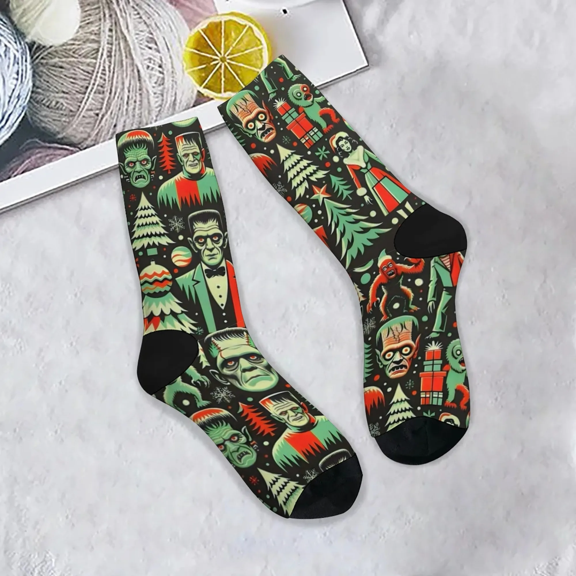 Neuartige Horror-Weihnachtselemente, lässige Herrensocken, bequeme, atmungsaktive, rutschfeste Socken, Harajuku, Retro-Hip-Hop-Crew-Socken, Geschenk