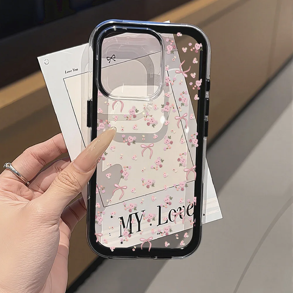 Luxury Candy Color Frame Clear Phone Case For iPhone 17 16 15 14 13 11 12 Pro Max 17 Air Flower Soft Shockproof Bumper Cover - view 3