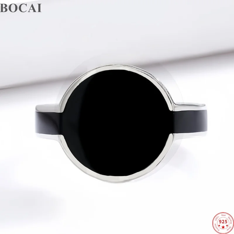 bocai-nuevos-anillos-de-plata-de-ley-s925-con-dijes-para-hombre-y-mujer-esmalte-negro-diseno-redondo-joyeria-fina-al-por-mayor
