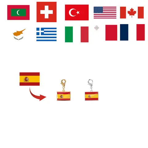 Customized 10mm width National Country Flags Charms Stainless Steel Charms for DIY Making Necklace Bagchain Keychain