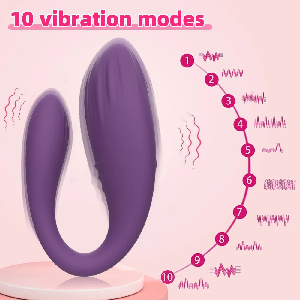 Wireless Dildo Vibrator Female Dual Motors G-spot U Shape Clitoris Vagina Stimulator Wearable Sex Toys for Women Couples Adults