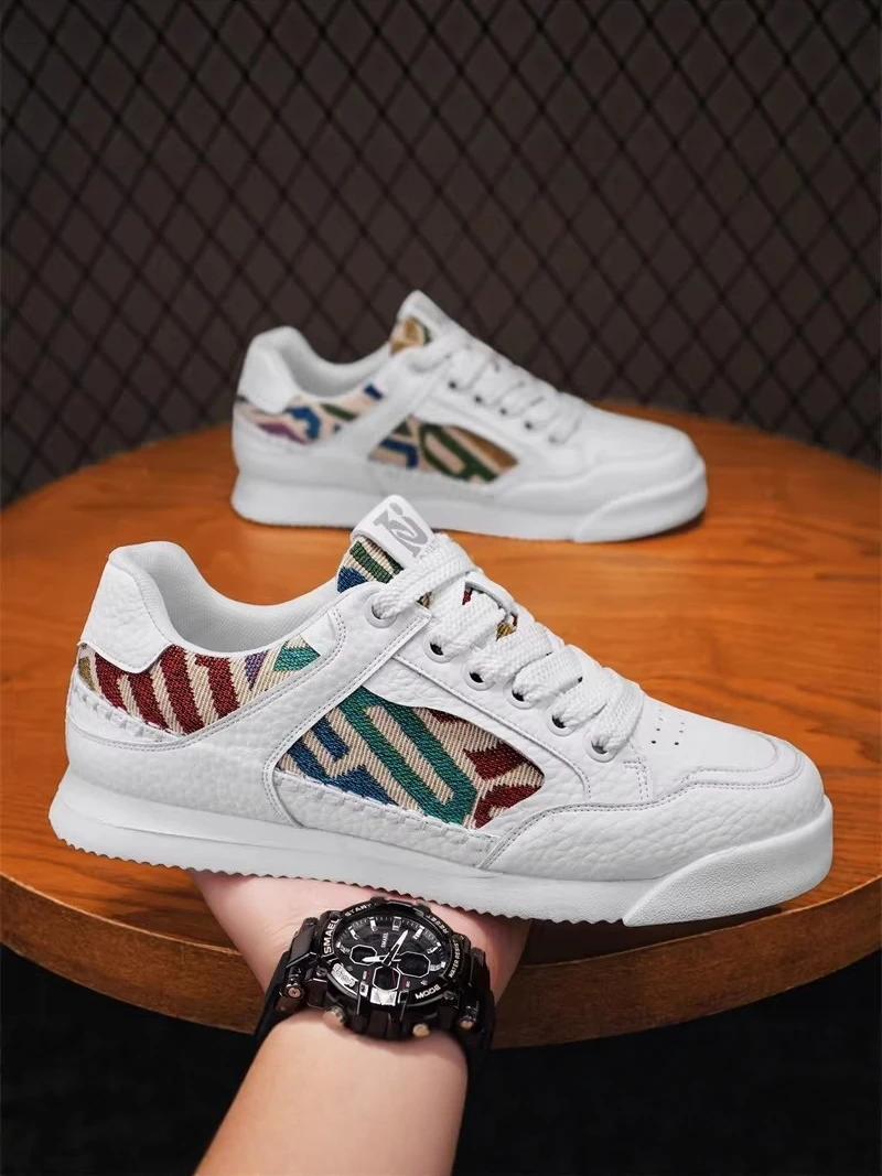 

Men's Summer Breathable Running Shoes Casual Sporty Thick Bottom Fashionable White Sneakers Comfortable All-Weather Footwear