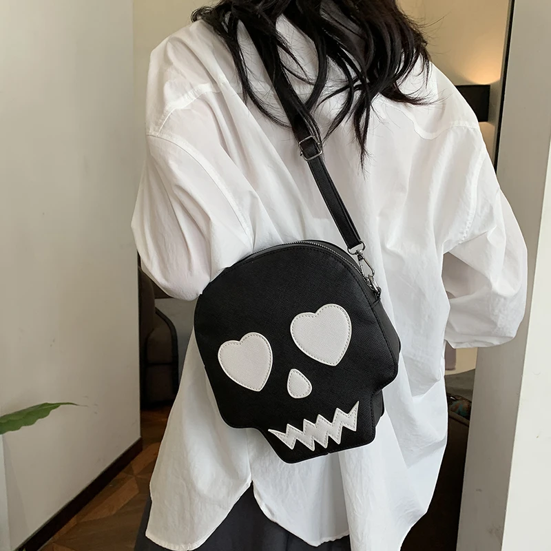 PU Skeleton Bag Creative Crossbody Wallet Novelty Shoulder Bag Skull Coin Purse Funny Messenger Bag Halloween Ghost Purse