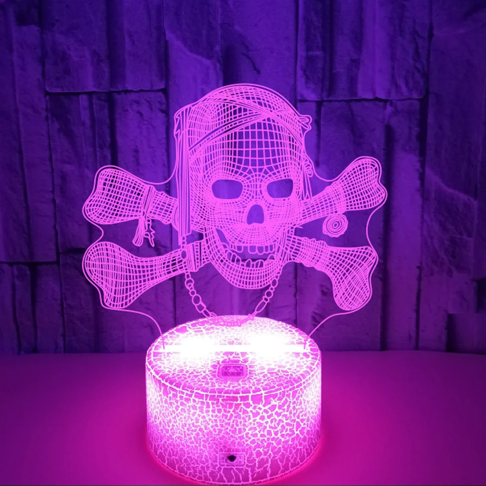 Nighdn Skull Night Light Bar KTV Decoration LED 3D Illusion Lamp Color Changing Atmosphere Lights Halloween Gift for Boys Men