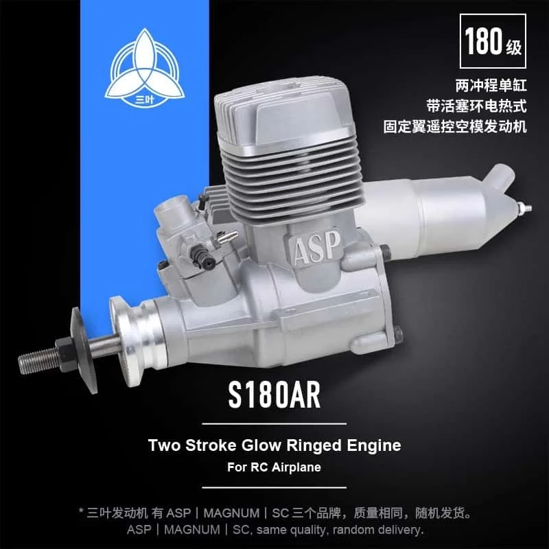 

ASP S180A 180-Class 19.83cc Two-Stroke Single-Cylinder Methanol Engine for Fixed-Wing Model Aircraft Propellar 16*12