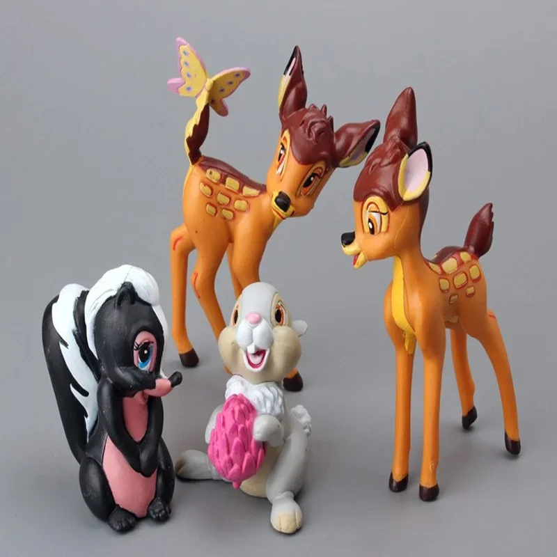 Figuras de acción de ciervos Bambi de dibujos animados DSN, 7 Uds., figuras de conejos Kawaii, modelo de ardilla, muñecas de Cosplay, regalos de cumpleaños y Navidad