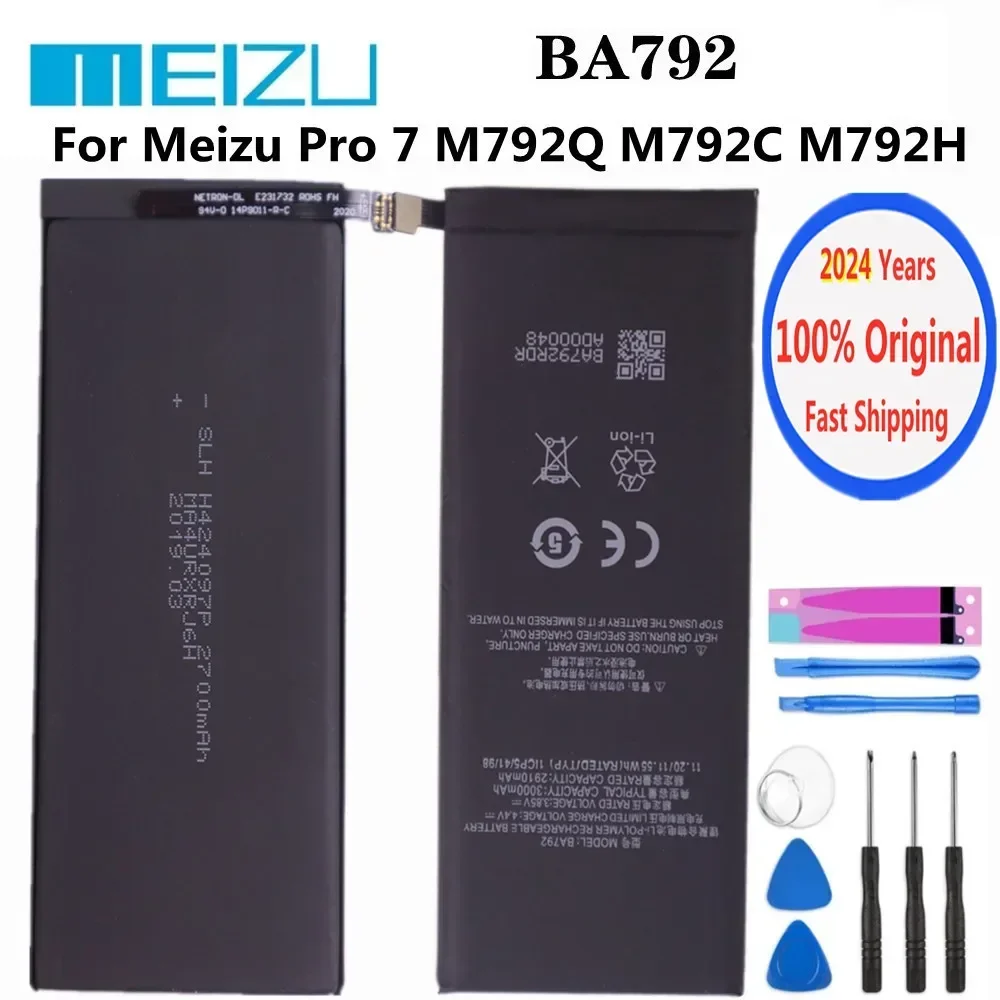 2024 года, 100% оригинальный аккумулятор BA792 для Meizu Pro7 Pro 7 M792Q M792C M792H 3000 Ач, высококачественный аккумулятор для телефона в наличии + инструменты