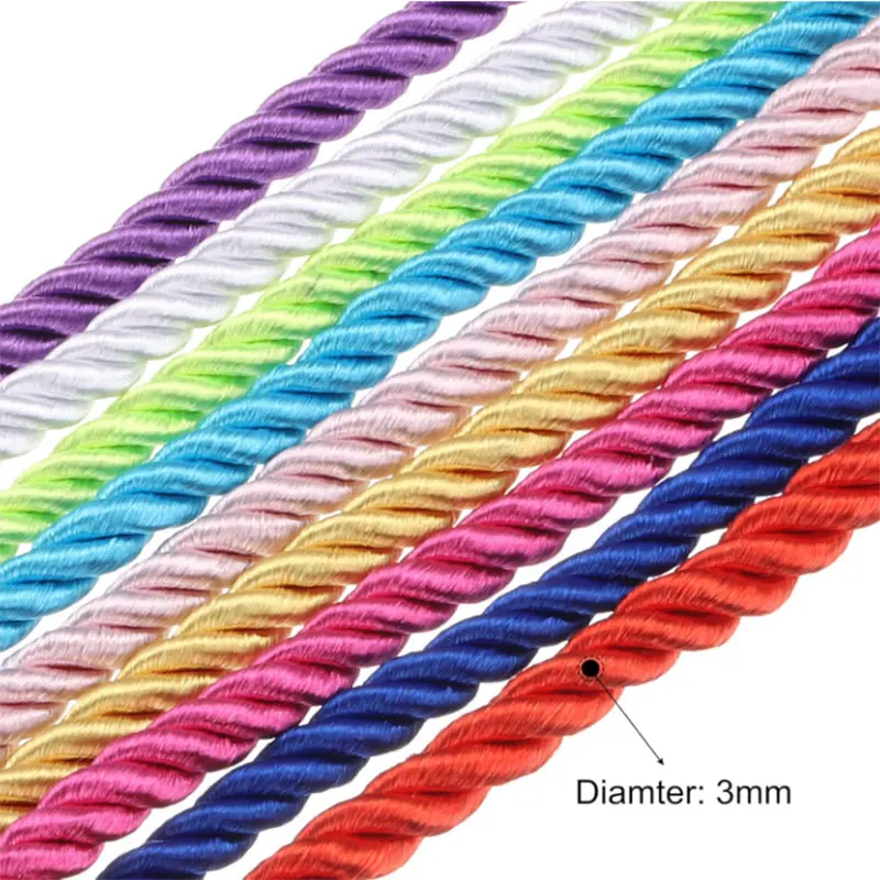 5mm Twisted Satin Rope 5/10meters Polyester Braided Cord for Home Sewing DIY Textile Decorative Wedding Party Gift Packaging