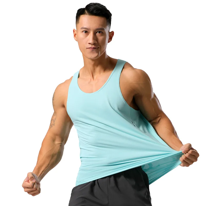 Men Gyms Jogging Shirt Fitness Tank Sleeveless Quick Dry Vest Workout Running Sportswear O-Neck Compression Sports Muscle Tops