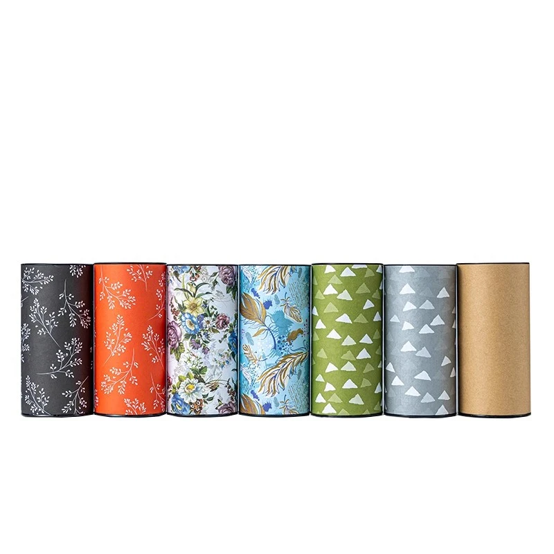 General cardboard tube for tea/coffee packaging gift box empty box red green flower tea paper tube size multi-color optional,