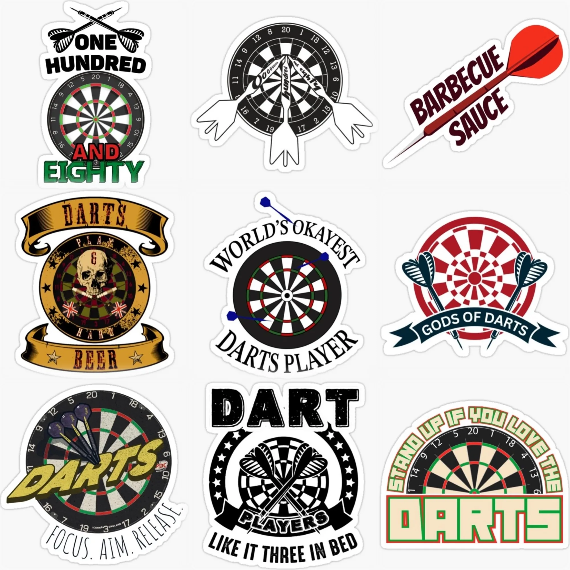 

Darts Playing Creative PVC Waterproof Sticker for Decorate Car Van Bicycle Helmet Window Fridge Wall Table Decal Accessories