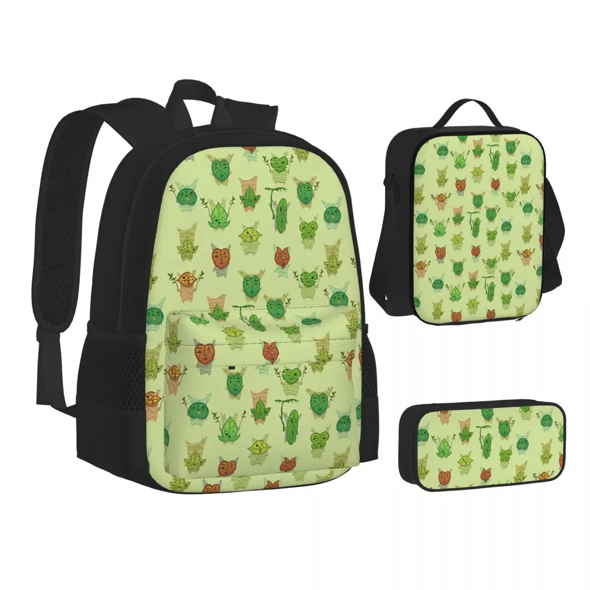 Korok Pattern Backpacks Students Bookbag School Bags Kids Rucksack Lunch Bag Pen Bag Three-Piece Set