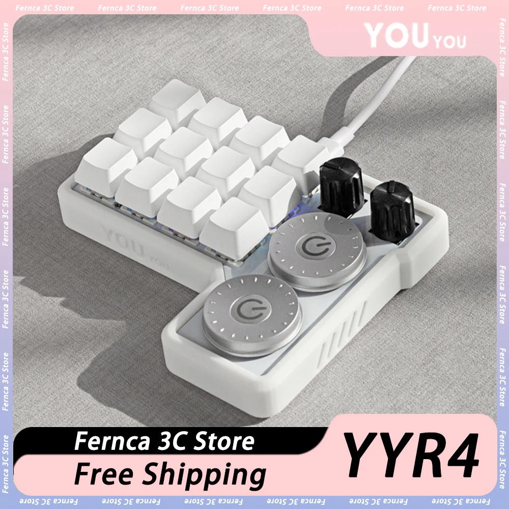 YOUYOU YYR4 Customized Mini Keyboard RGB Backlight Multifunctional Knob Hot Swap Keyboard For Retoucher Editor Illustrator Gifts