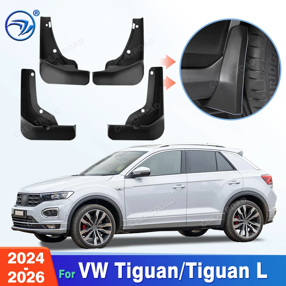For VW Volkswagen Tiguan/Tiguan L 2024 2025 2026 Fender Mudflaps Splash Guards Mudguards Mud Flaps Car Accessories