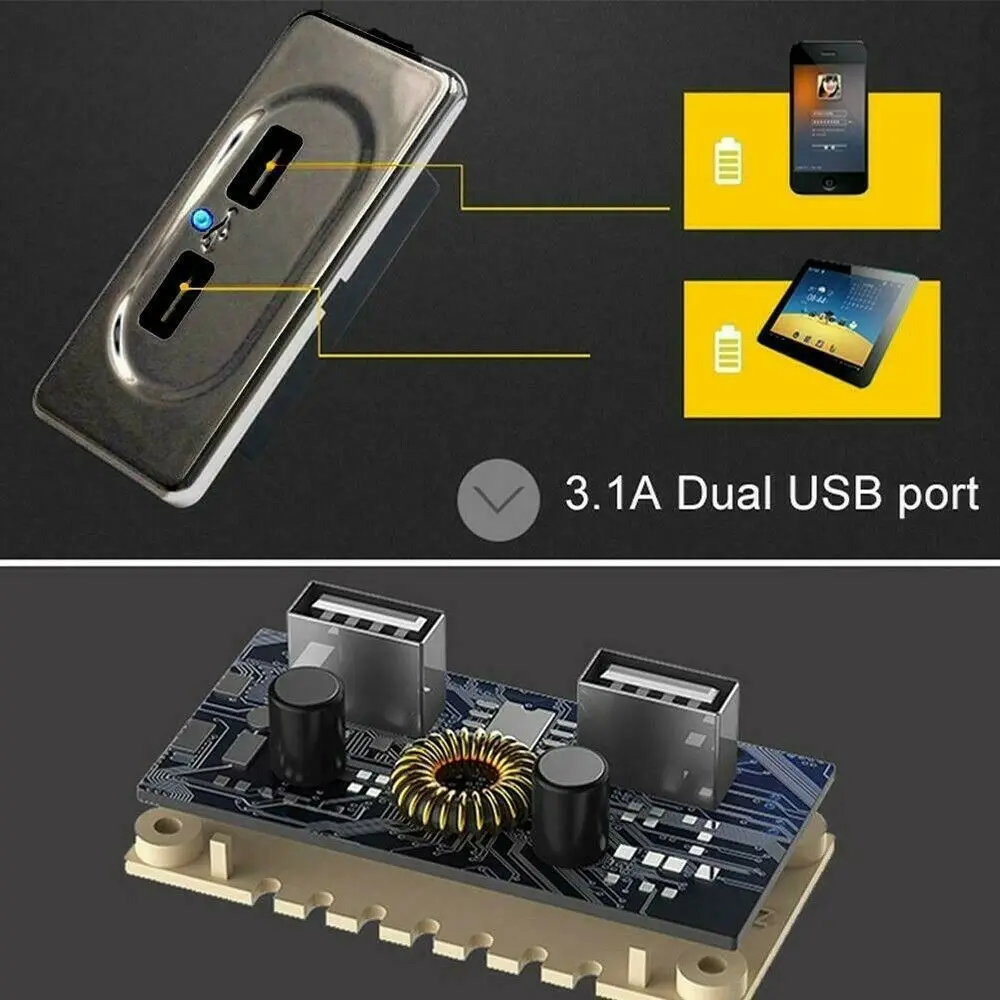 1PC Camper Modification Charger 12V Dual USB Ports Charge Socket Accessory For RV Motorhome Camping Caravan Bus Marine