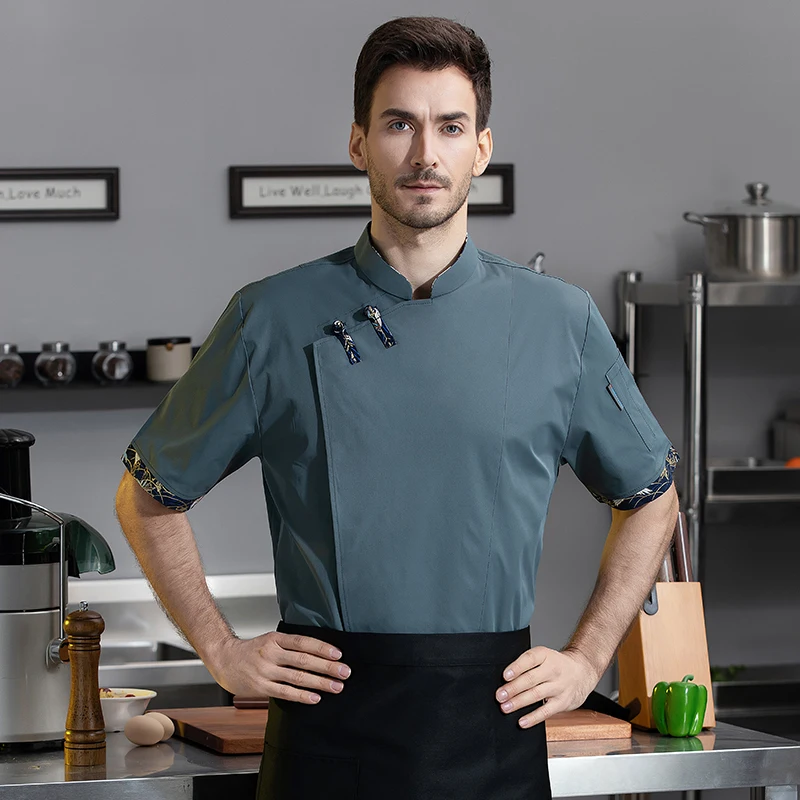 Men Professional Chef's Jacket Comfortable Stretch Restaurant Uniform Bakery Waiter Working Coats Delicate Kitchen Overalls
