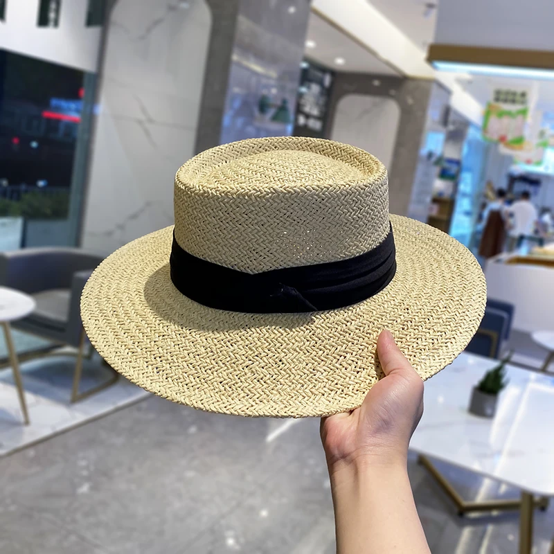 Vacation Trip Beach Hat Summer Net Red British Wind Straw Hat Woman Seaside Play Large Eaves Light Luxury Small Sunshade Hats