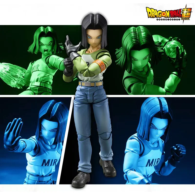 BANDAI-SHF Dragon Ball Anime Action Collection Figuras, S.H.Figuarts, Super Android 17, Android 18, Modelo em estoque, 100% Original