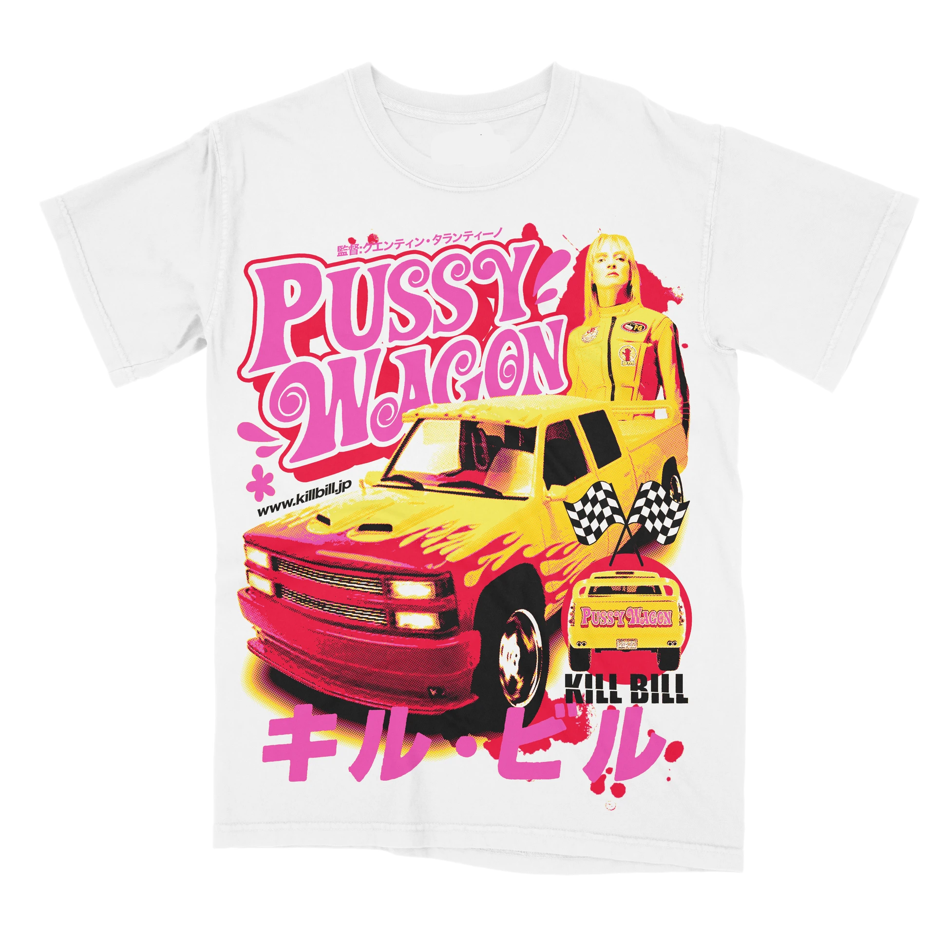 camiseta-kill-bill-pussy-wagon-masculina-vintage-com-estampa-tarantino-classica-uma-thurman-camiseta-amarela-com-estampa-de-caminhao-manga-curta-streetwear