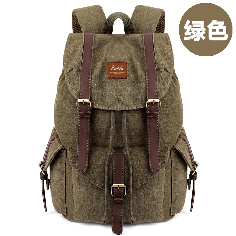 Leisure-style retro canvas backpack for men, suitable for travel, laptop carrying, student use, simple design
