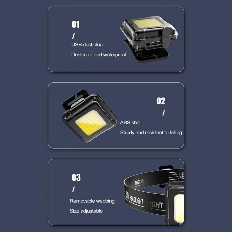 Linterna frontal LED multifuncional, IPX4 lámpara frontal resistente al agua, 4 modos, accesorios para exteriores, escalada, pesca, Camping