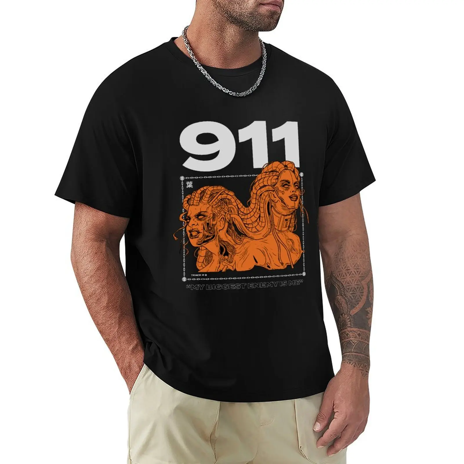 

My Biggest Enemy Is Me T-Shirt topping oversize t-shirts man boys animal print summer tops t shirt men