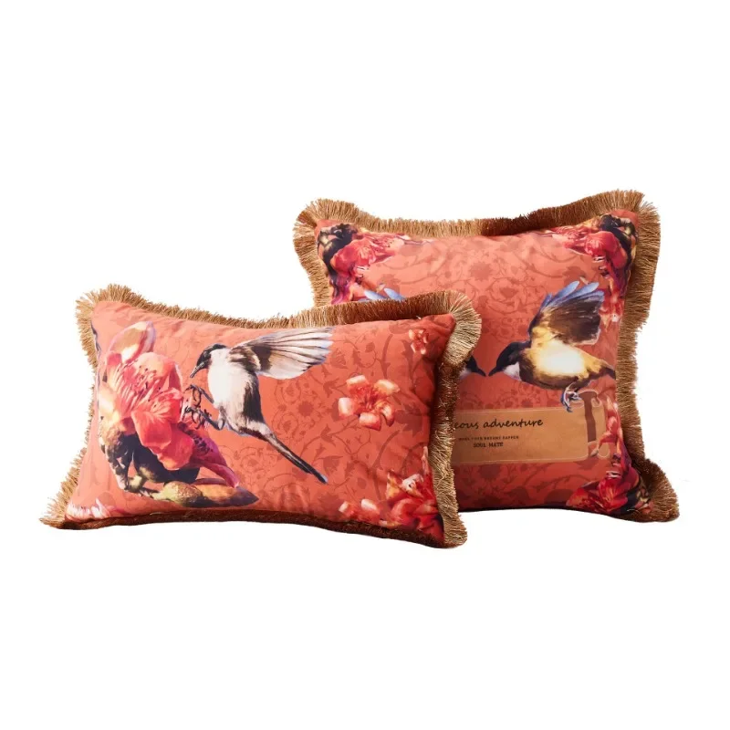 Animal Throw Pillows Cover, American Tassel Printed, Vintage Plush Cushion Cover, Sofa Decoration