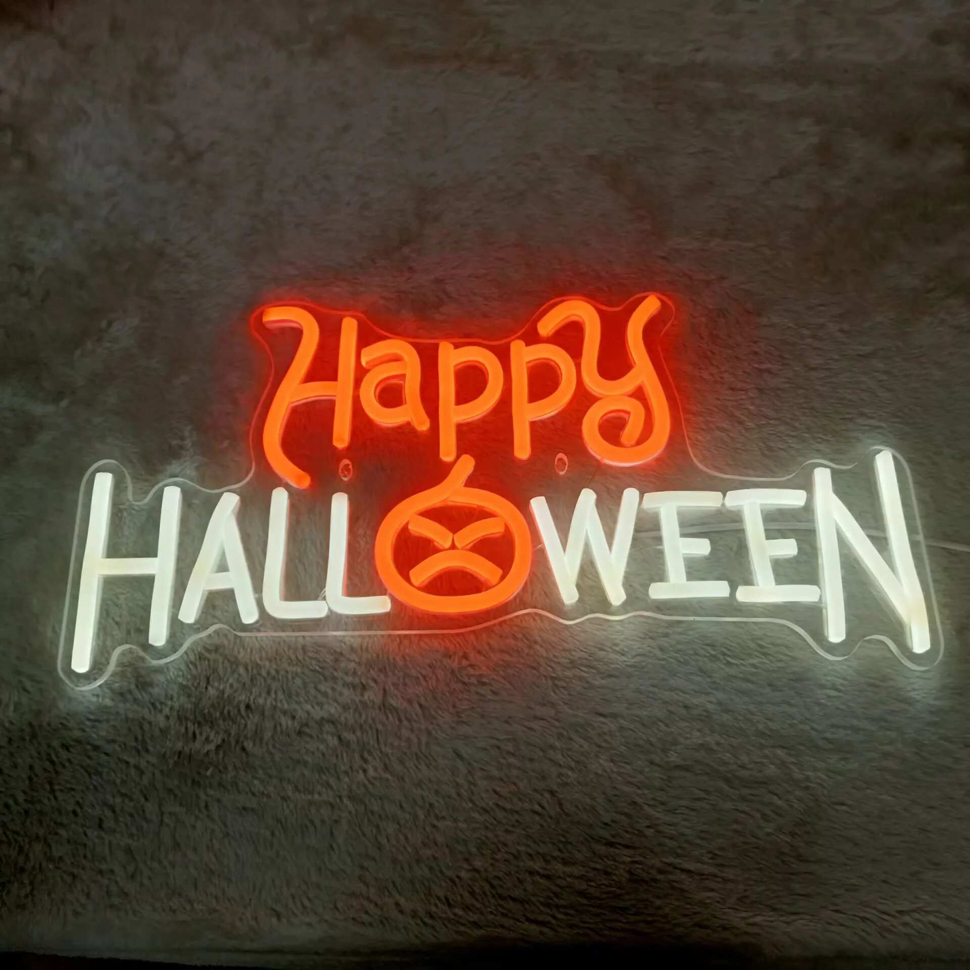 Świecący neonowy znak LED na Halloween z dynią, neonowy lampka zasilana przez USB, ściemnialna, idealna do dekoracji domu, na imprezę, do okna, prezent na Halloween.