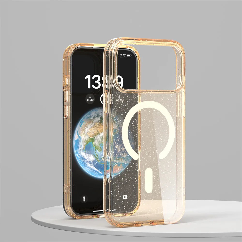 Transparente Glitzer-Symmetrie für Magsafe Magnetische Hülle für iPhone 18 Pro Max 17 Air16 15 14 13 Sturzsichere Ott-Box Panzerhülle – Detail 11
